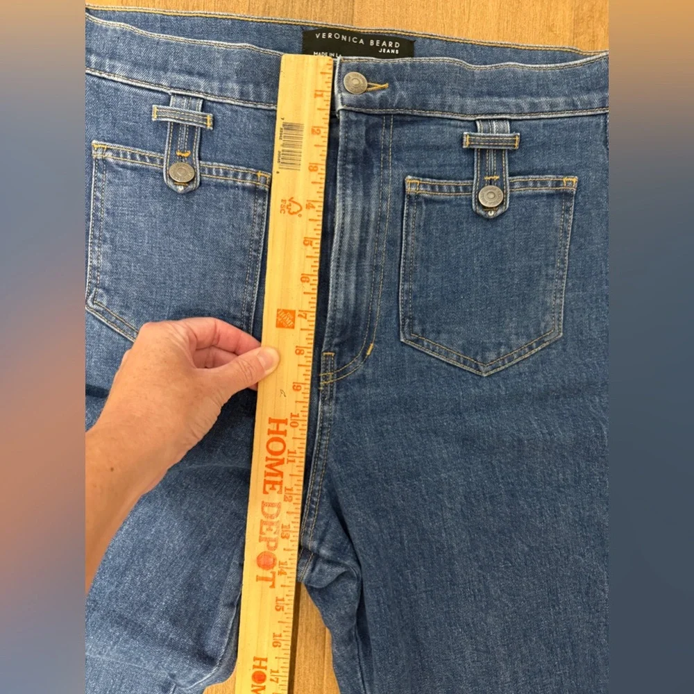 Veronica Beard Grant Patch Pocket High Rise Ankle Wide Leg Jeans - Size 31 - Picture 8 of 12